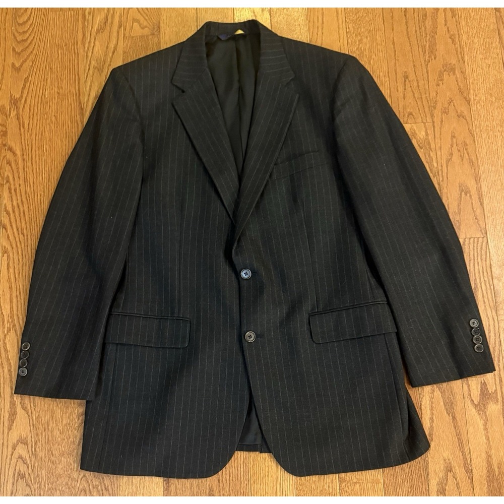 Mens 41 L Brooks Brothers 1818 Madison X Loro Piana Dark Grey Striped Blazer